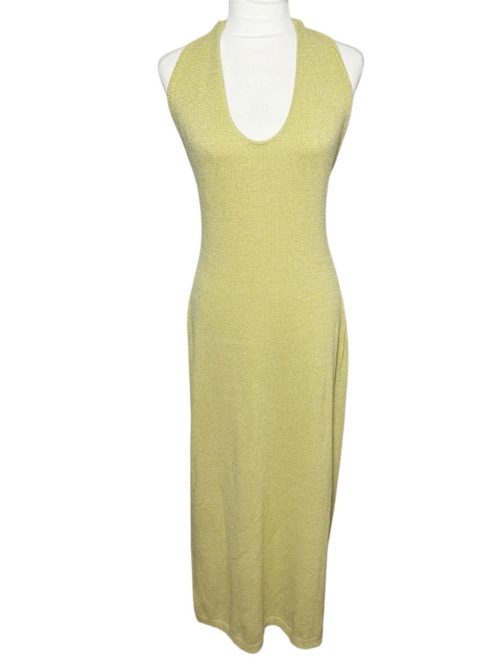 Flat White Halter Knit Maxi Dress NWT Light Green Size XL
